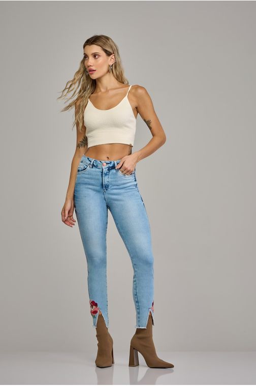 Calça cigarrete jeans feminina Patogê cintura alta (G4) CL37567 Cor:UNICA; Tamanho:36