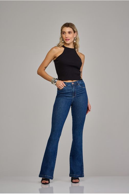Calça flare jeans feminina Patogê cintura alta (G4) CL37618 Cor:UNICA; Tamanho:36
