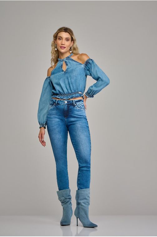Calça skinny jeans feminina Patogê cintura média (G3) CL37696 Cor:UNICA; Tamanho:36