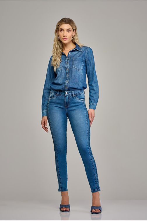 Calça skinny jeans feminina Patogê cintura média (G3) CL37423 Cor:UNICA; Tamanho:36